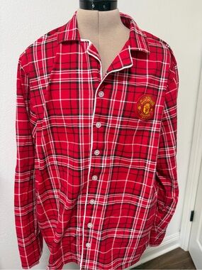 Manchester United Mens Check Long Sleeve Pajama Top